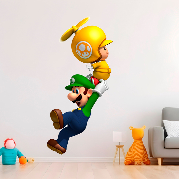 Adesivi per Bambini: Luigi con un Fungo Volante 1