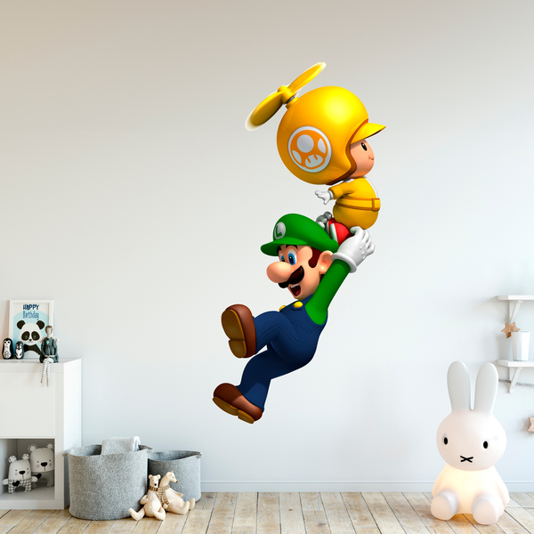 Adesivi per Bambini: Luigi con un Fungo Volante