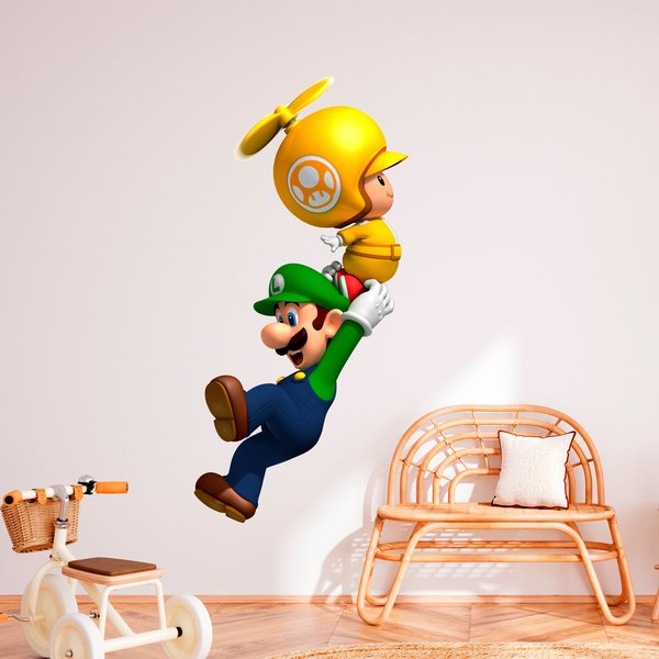 Adesivi per Bambini: Luigi con un Fungo Volante