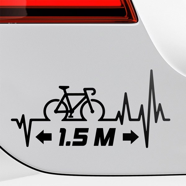 Adesivi per Auto e Moto: Cardiogramma Bicicletta Distanza 1.5m