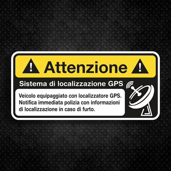Adesivi per Auto e Moto: Adesivo Attenzione Sistema di Localizzazione GPS