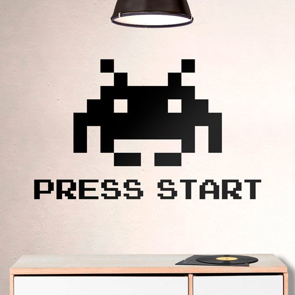 Adesivi Murali: Space Invaders Press Start