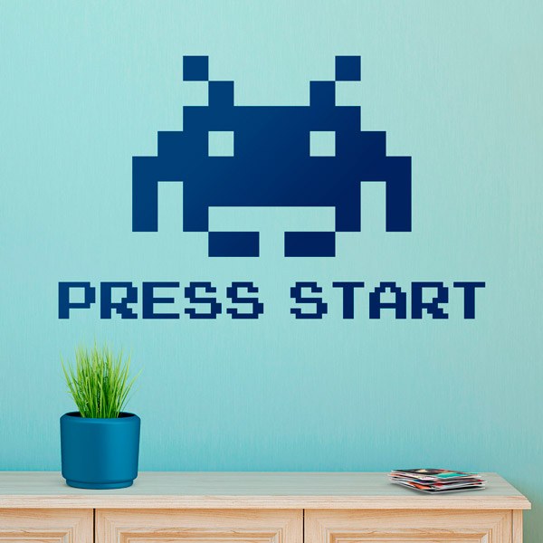 Adesivi Murali: Space Invaders Press Start