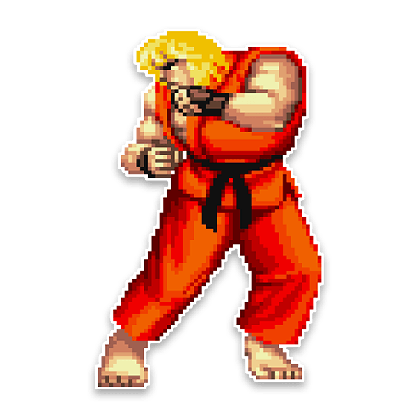 Adesivi Murali: Street Fighter Ken Pixel Art