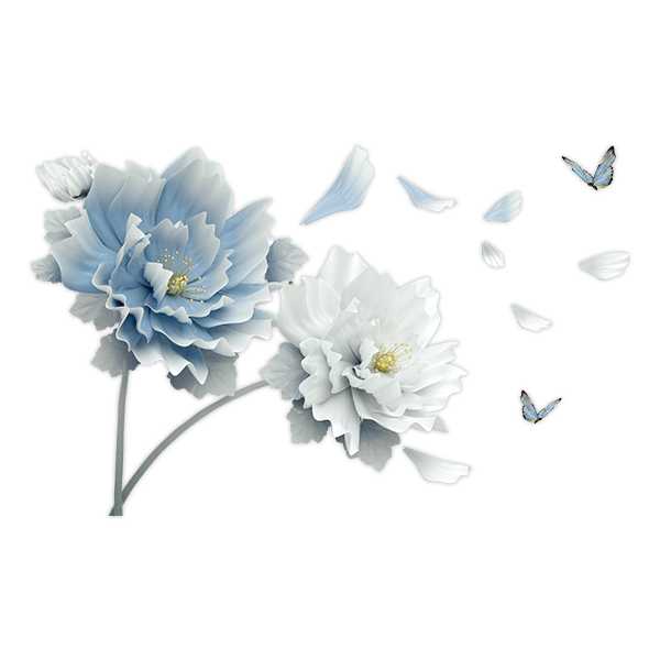 Adesivi Murali: Fiori blu e bianchi