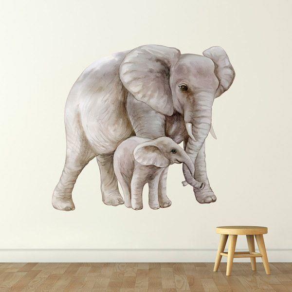 Adesivi per Bambini: Elefante con il suo cucciolo