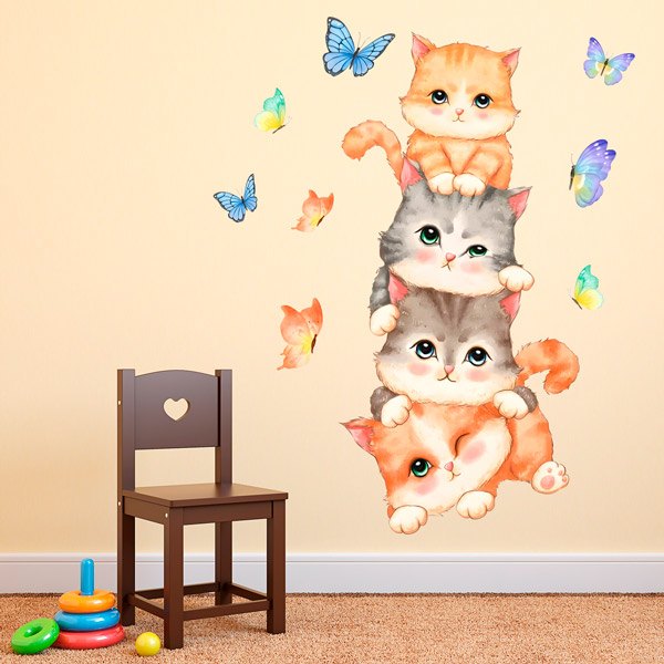 Adesivi da parete frase gatti, stickers murali decorativi WS2174