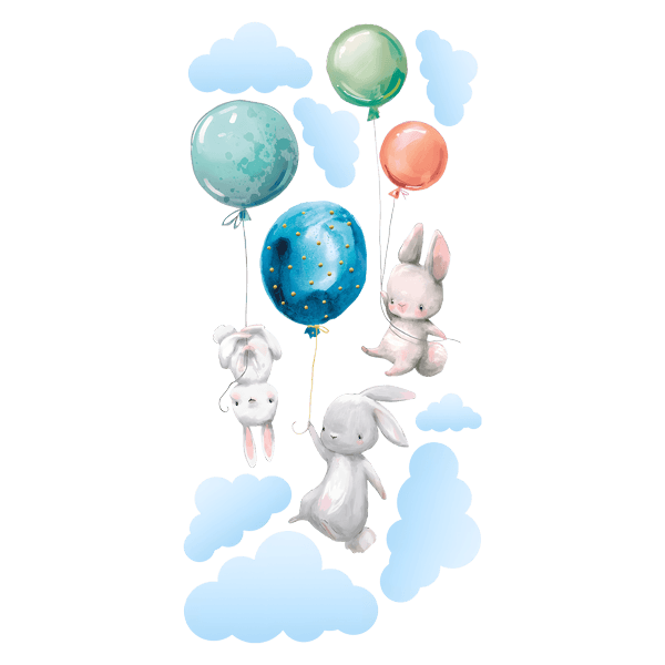Adesivi per Bambini: Coniglietti con palloncini