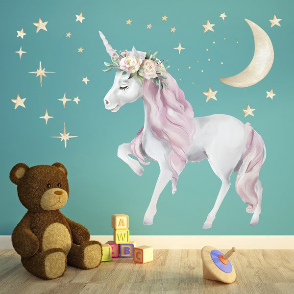 Adesivi Murali: Unicorno con stelle