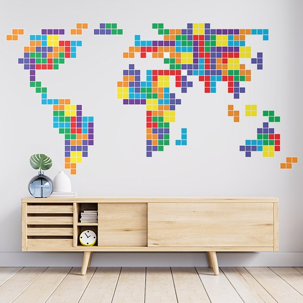 Adesivi Murali: Mappa del Mondo Tetris