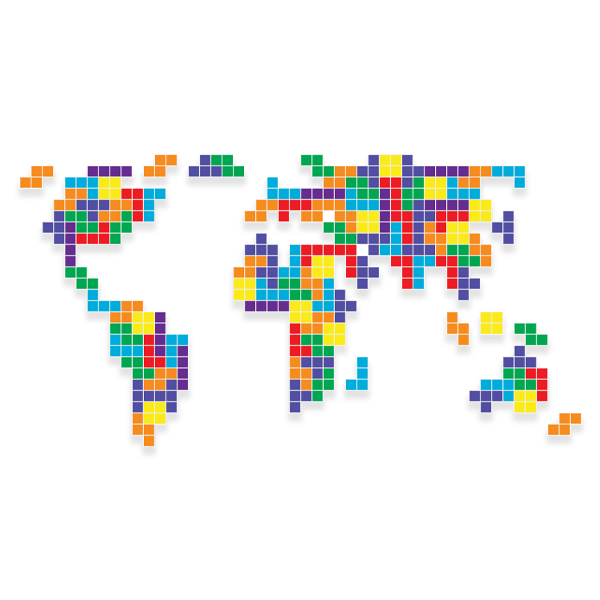 Adesivi Murali: Mappa del Mondo Tetris
