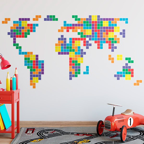 Adesivi Murali: Tetris Mappa del Mondo
