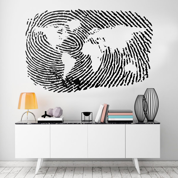 Adesivi Murali: Impronta digitale della mappa del mondo