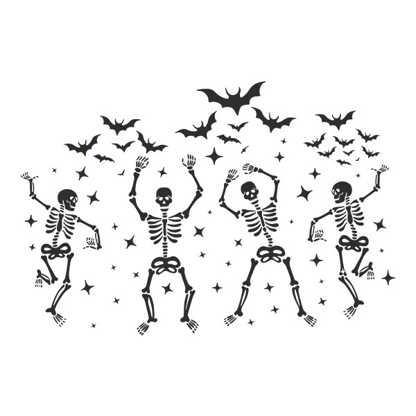 Adesivi Murali: Scheletri che ballano con pipistrelli