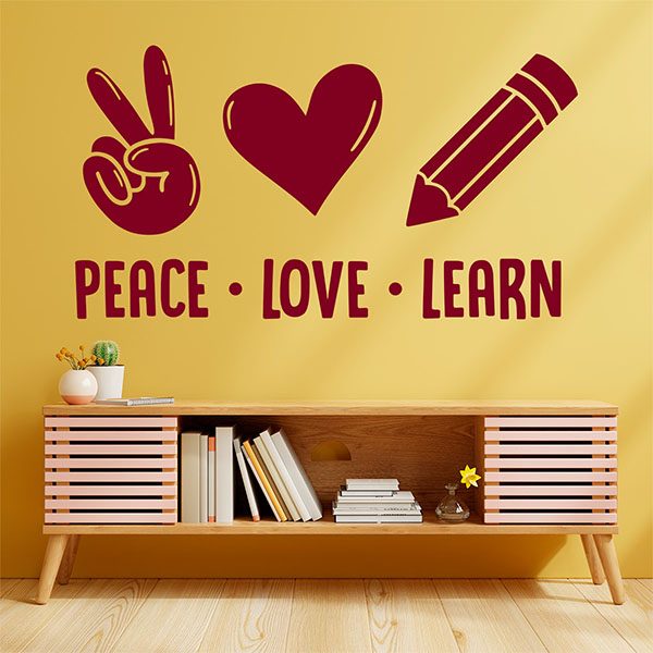 Adesivi Murali: Peace Love Learn