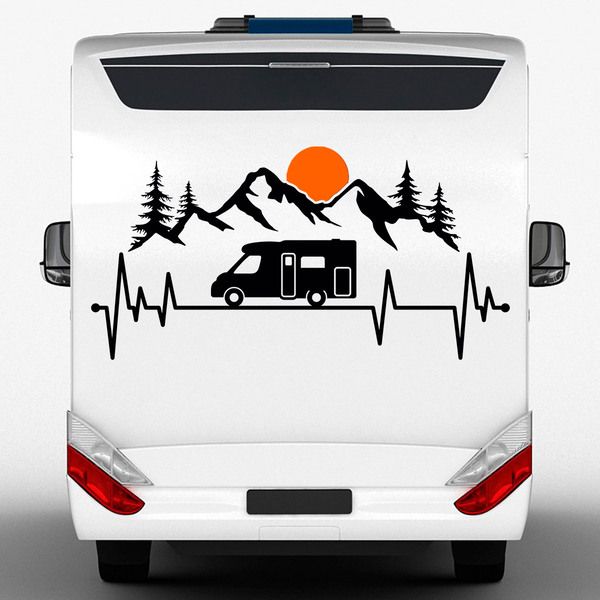 Adesivi per camper: Caravan Electro Montagne e sole