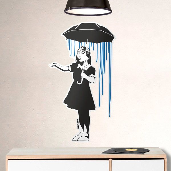 Adesivi Murali: Banksy, Ragazza sotto la pioggia