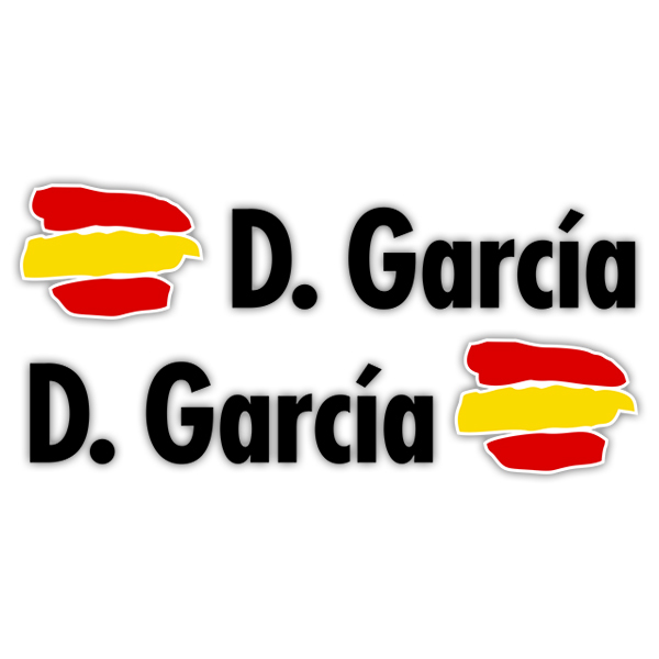 Adesivi per Auto e Moto: 2X bandiere Spagna + Nome in nero