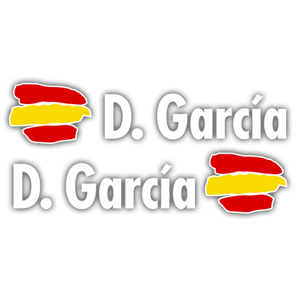 Adesivi per Auto e Moto: 2X bandiere Spagna + Nome in bianco