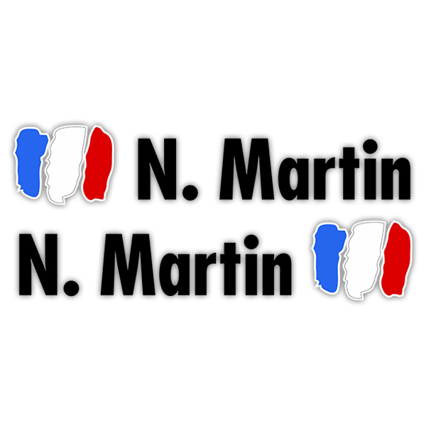 Adesivi per Auto e Moto: 2X bandiere Francia + Nome in nero