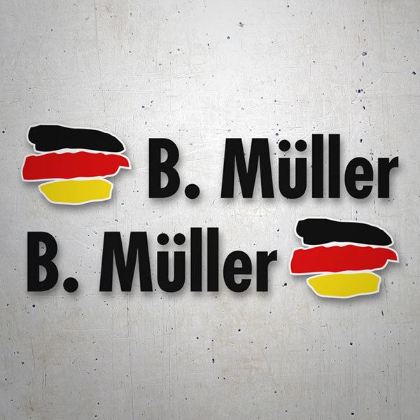 Adesivi per Auto e Moto: 2X bandiere Germania + Nome in nero