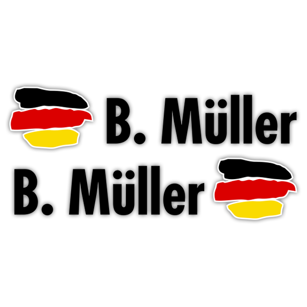 Adesivi per Auto e Moto: 2X bandiere Germania + Nome in nero