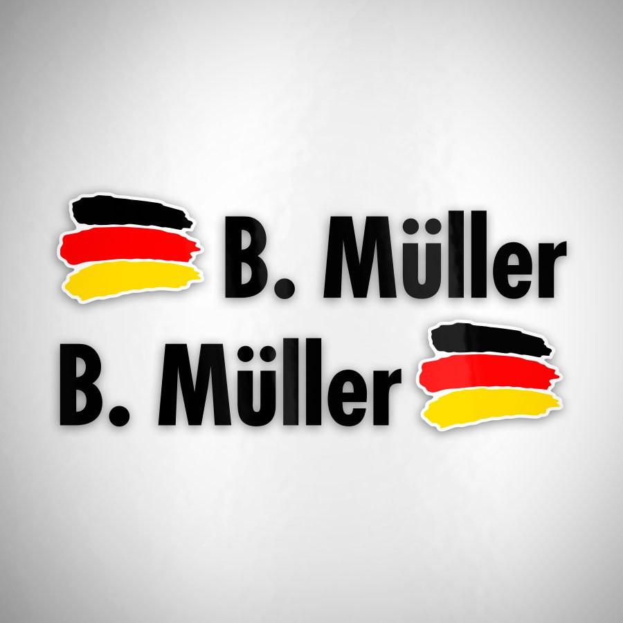 Adesivi per Auto e Moto: 2X bandiere Germania + Nome in nero