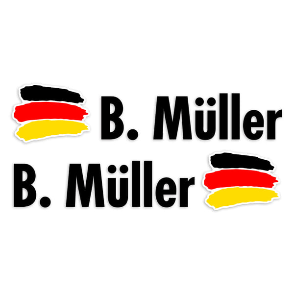 Adesivi per Auto e Moto: 2X bandiere Germania + Nome in nero