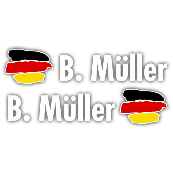 Adesivi per Auto e Moto: 2X bandiere Germania + Nome in bianco