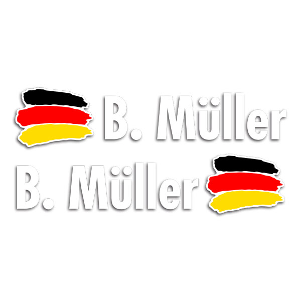 Adesivi per Auto e Moto: 2X bandiere Germania + Nome in bianco