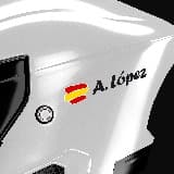 Adesivi per Auto e Moto: 2X Bandiera di Spagna + Nome Calligrafico Bianco 6