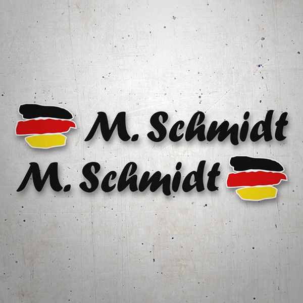 Adesivi per Auto e Moto: 2X bandiere Germania + nome calligrafico nero