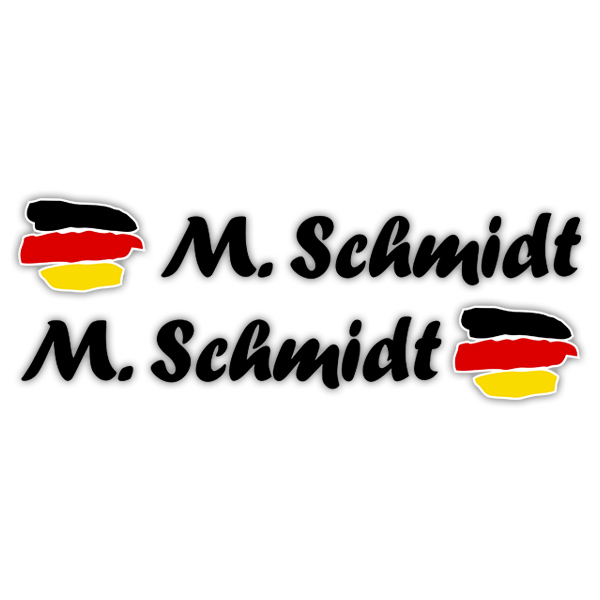 Adesivi per Auto e Moto: 2X bandiere Germania + nome calligrafico nero