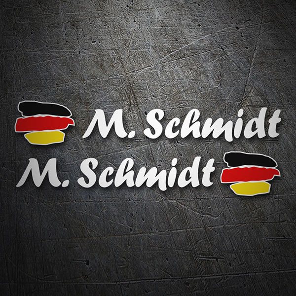 Adesivi per Auto e Moto: 2X bandiere Germania + nome calligrafico bianco