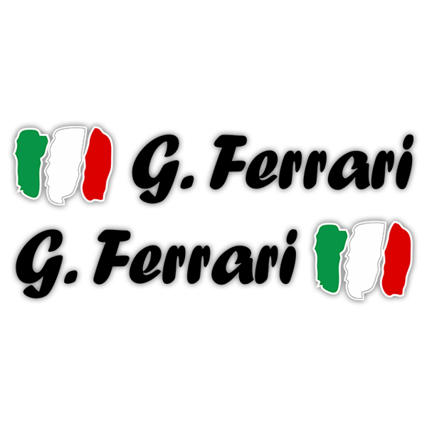 Adesivi per Auto e Moto: 2X bandiere Italia + nome calligrafico nero