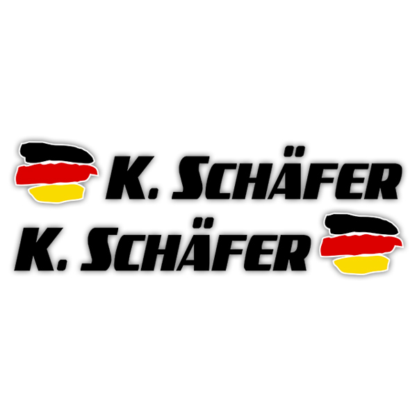 Adesivi per Auto e Moto: 2X bandiere Germania + nome sportivo nero