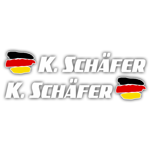 Adesivi per Auto e Moto: 2X bandiere Germania + nome sportivo bianco