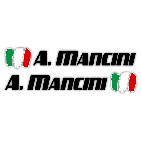 Adesivi per Auto e Moto: 2X bandiere Italia + nome sport nero