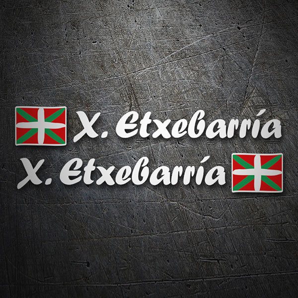 Adesivi per Auto e Moto: 2X bandiere Paesi Baschi + nome calligrafico bianc 1