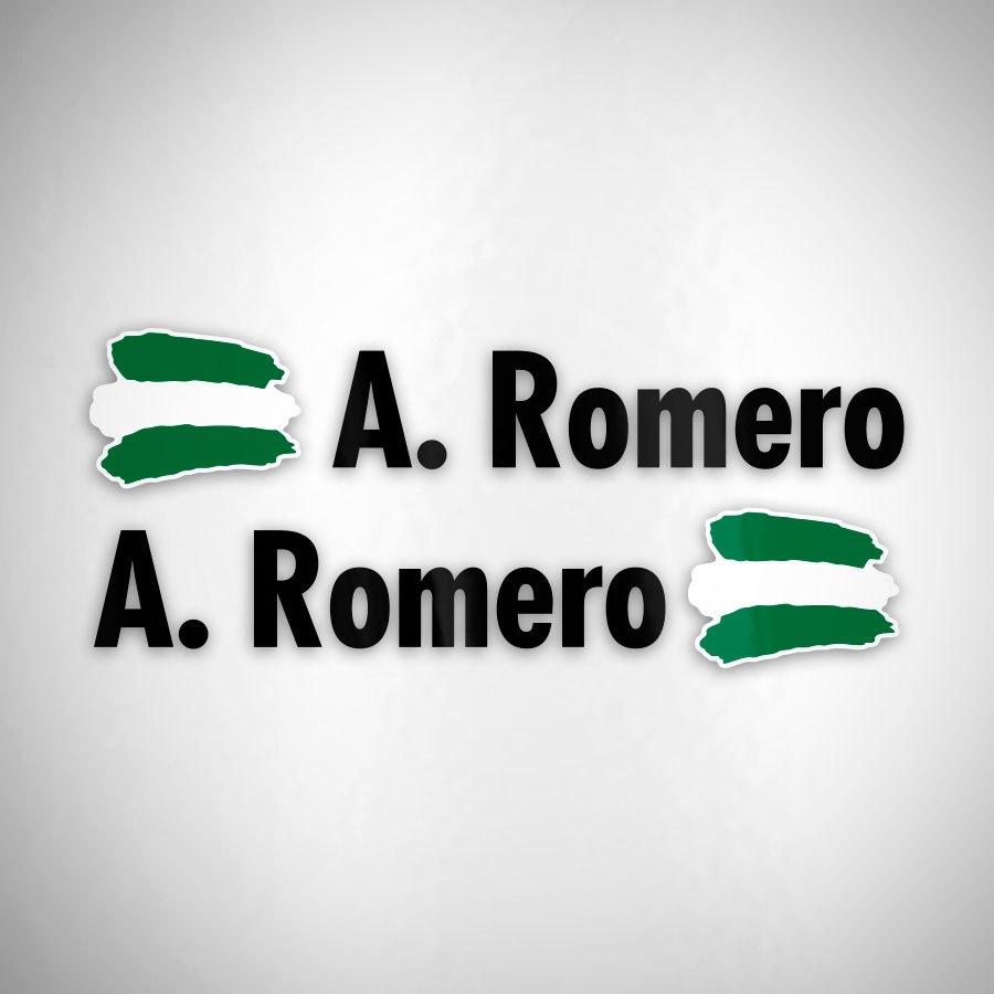 Adesivi per Auto e Moto: 2X bandiere Andalusia + nome in nero