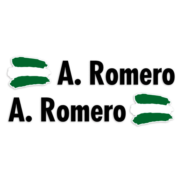 Adesivi per Auto e Moto: 2X bandiere Andalusia + nome in nero