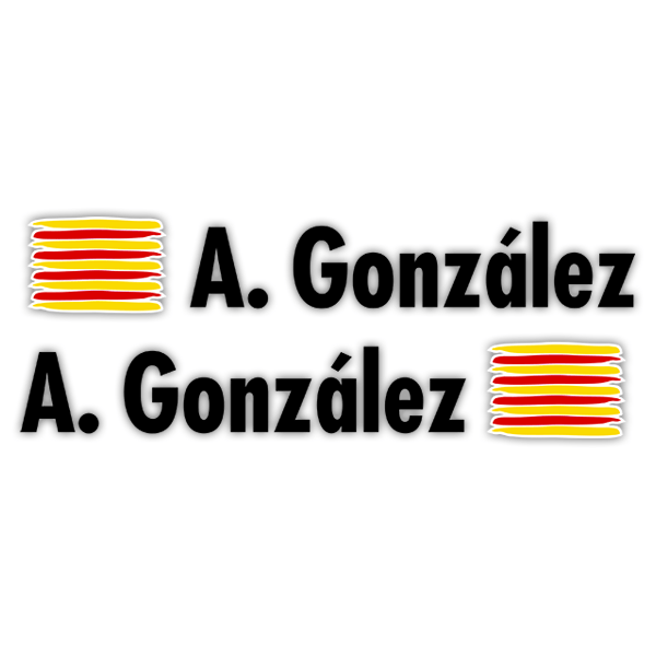Adesivi per Auto e Moto: 2X bandiere Catalogna + nome in nero