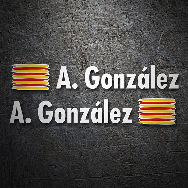 Adesivi per Auto e Moto: 2X Bandiere Catalogna + nome in Bianco