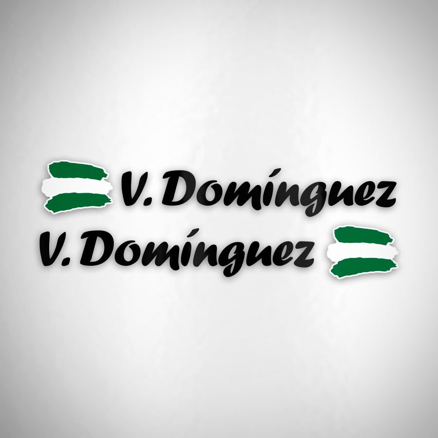 Adesivi per Auto e Moto: 2X Bandiere Andalusia + Nome calligrafico nero