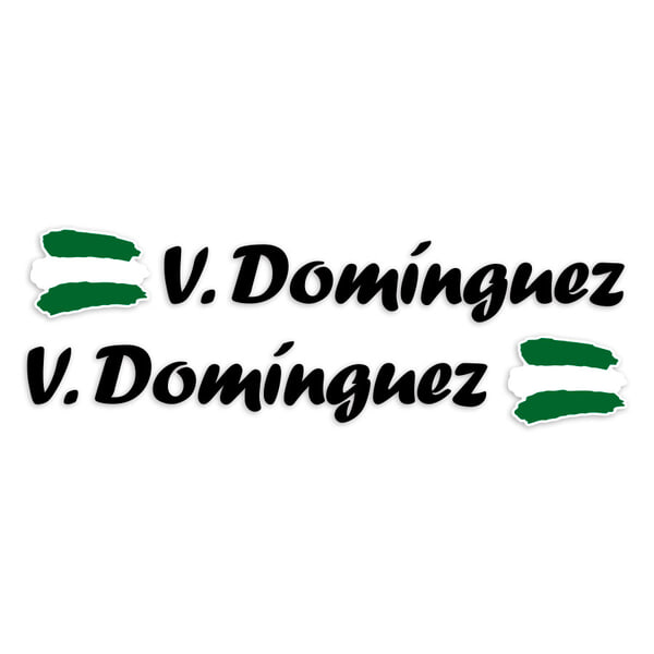 Adesivi per Auto e Moto: 2X Bandiere Andalusia + Nome calligrafico nero