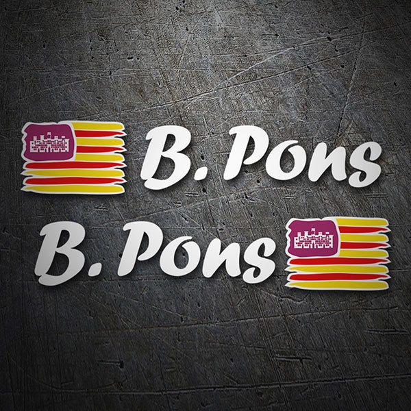 Adesivi per Auto e Moto: 2X Bandiere Isole Baleari + Nome calligrafico bian