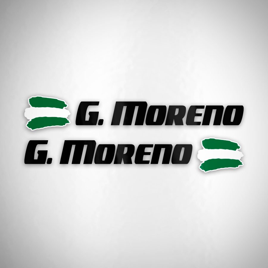 Adesivi per Auto e Moto: 2X Bandiere Andalusia + Nome sport nero