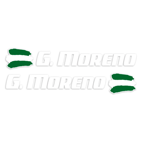 Adesivi per Auto e Moto: 2X Bandiere Andalusia + Nome sport bianco