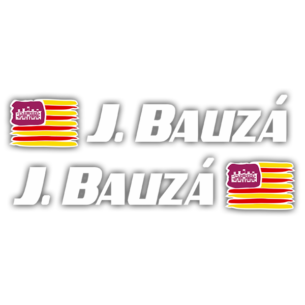 Adesivi per Auto e Moto: 2X bandiere Isole Baleari + nome sport bianco