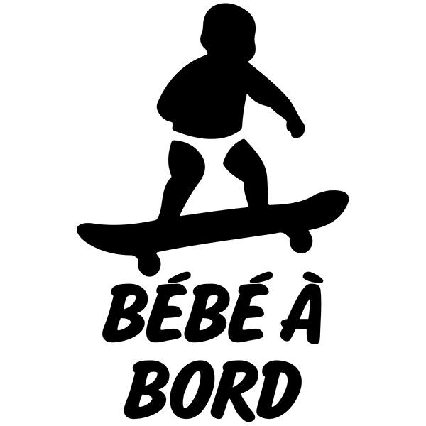 Adesivi per Auto e Moto: Bimbo a bordo skate - francese